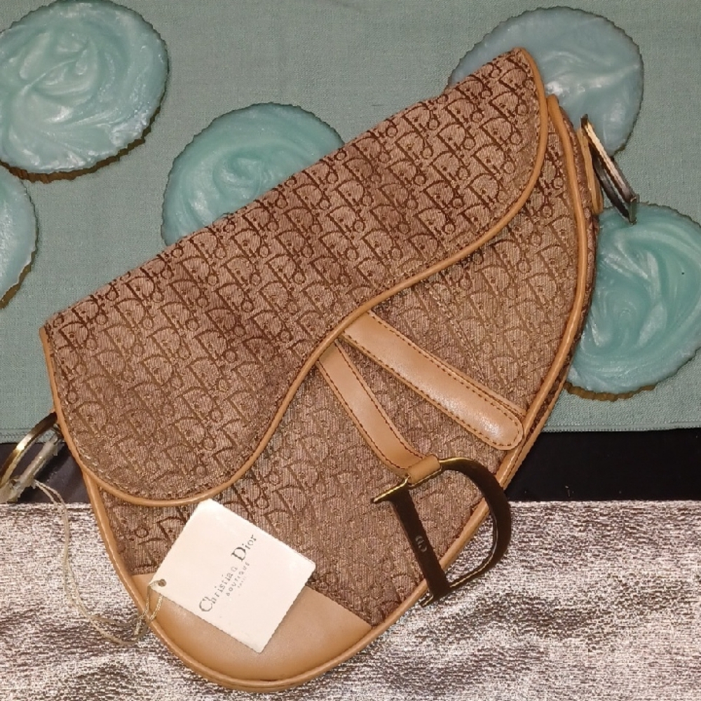 Christian Dior Apricot Monogram Saddle Bag